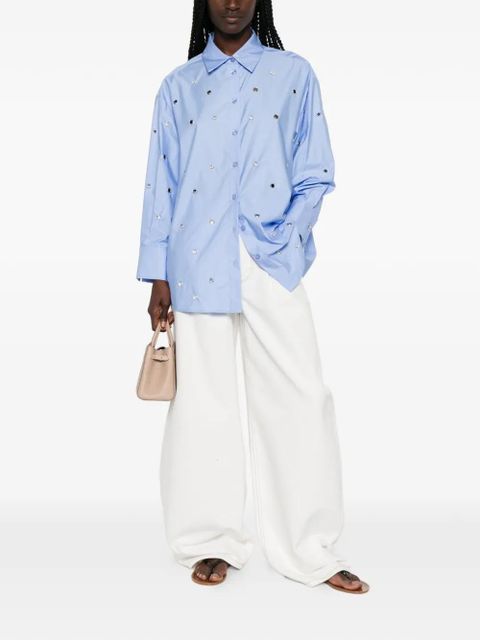 TWINSET crystal-embellished eyelet shirt - Blue - zdjęcie produktu nr 2