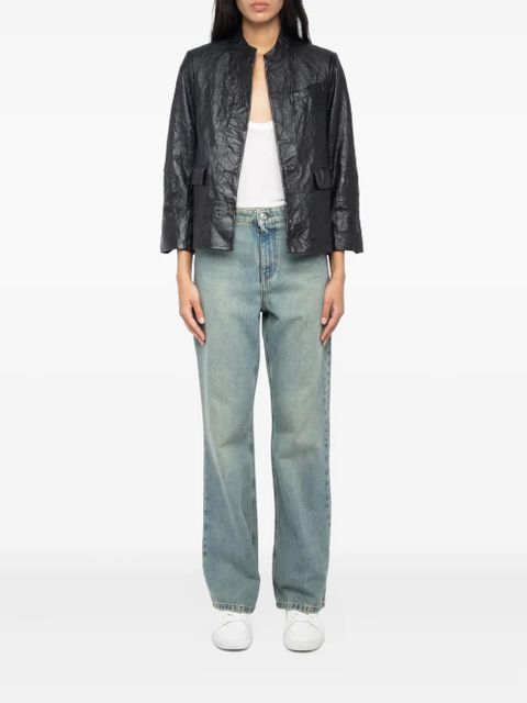 Zadig&Voltaire Veryn Crinkle leather blazer - Black