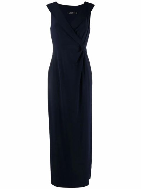 Lauren Ralph Lauren sleeveless pinched-waist maxi dress - Blue - zdjęcie produktu nr 1