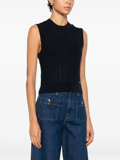 SANDRO textured-knit sleeveless top - Blue - zdjęcie produktu nr 2