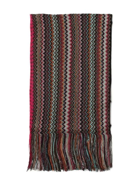 Missoni zigzag-pattern fringed scarf - Brown - zdjęcie produktu nr 1
