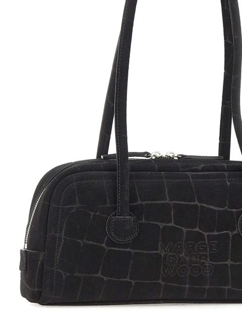 Marge Sherwood Soft Boston croc-effect suede shoulder bag - Black