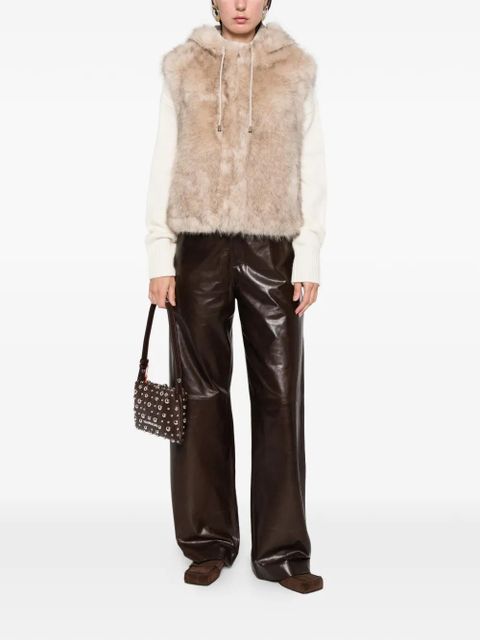 Maje faux fur hooded gilet - Neutrals - zdjęcie produktu nr 2