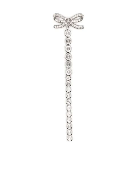 Self-Portrait bow-embellished drop earrings - Silver
