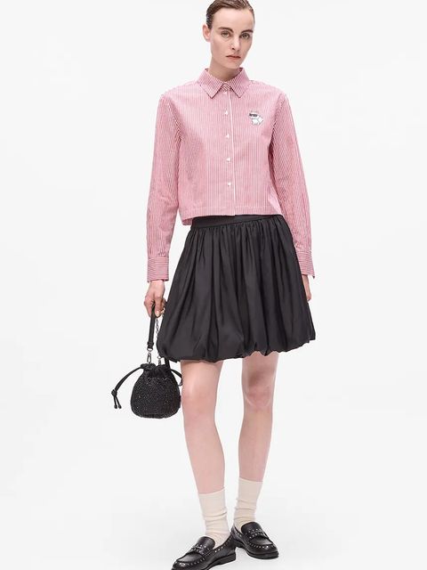 Karl Lagerfeld koszula bawełniana IKON damska kolor czerwony regular z kołnierzykiem klasycznym A4W11032