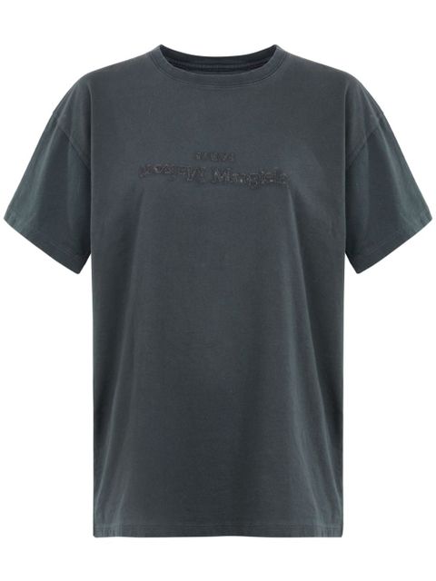 Maison Margiela logo-embroidered cotton T-shirt - Grey - zdjęcie produktu nr 1