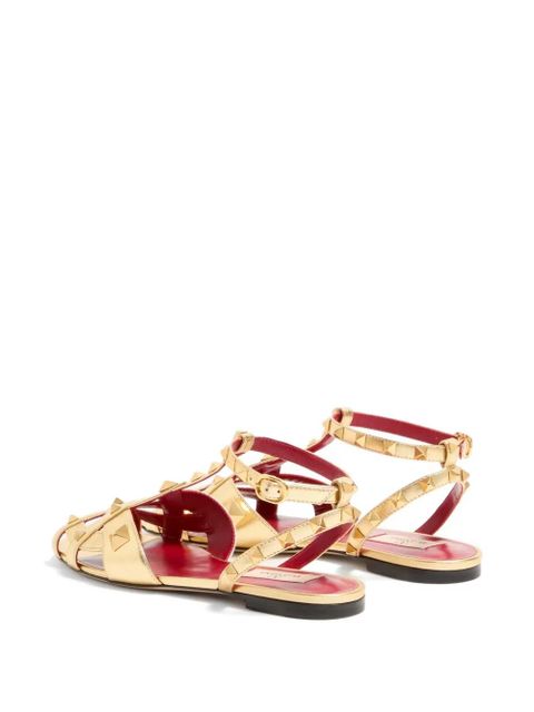 Valentino Garavani Studdy sandal in laminated nappa 05mm - Gold
