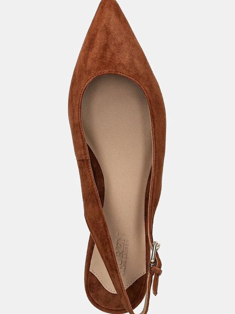 Lauren Ralph Lauren baleriny zamszowe Londyn Slbck kolor brązowy z odkrytą piętą 802967746002
