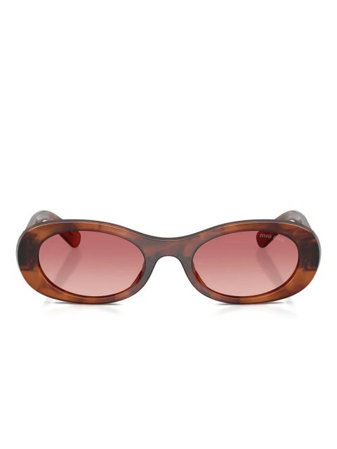 Miu Miu Eyewear tortoiseshell-pattern oval-frame sunglasses - Brown - zdjęcie produktu nr 2