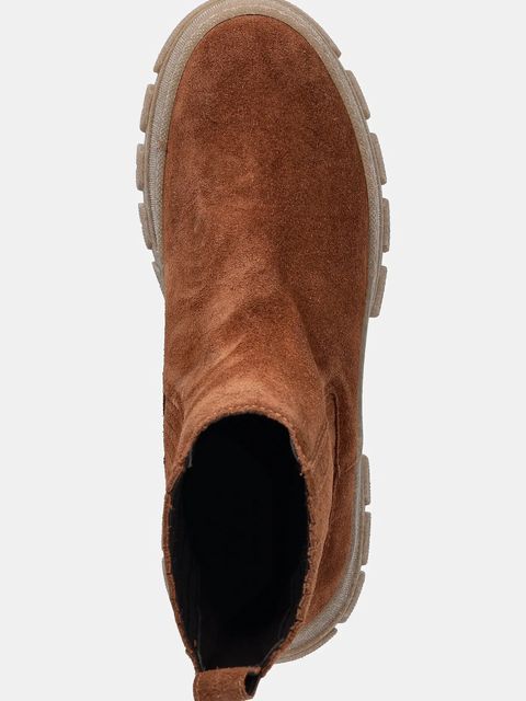 Weekend Max Mara sztyblety zamszowe Genepi damskie kolor brązowy na płaskim obcasie 2525796035600