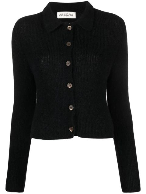 OUR LEGACY Mazzy ribbed-knit cardigan - Black - zdjęcie produktu nr 1