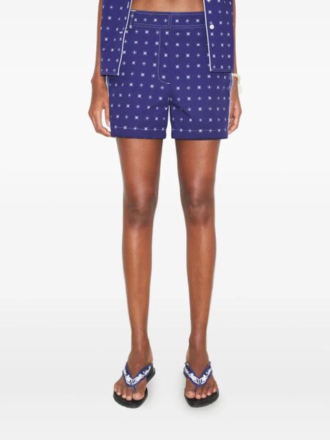 Tory Burch Twill Camp printed shorts - Blue