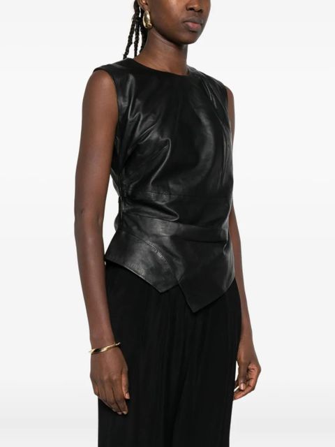 Róhe draped leather top - Black