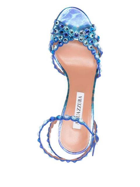 Aquazzura 85 mm Tequila crystal-embellished stiletto sandals - Blue