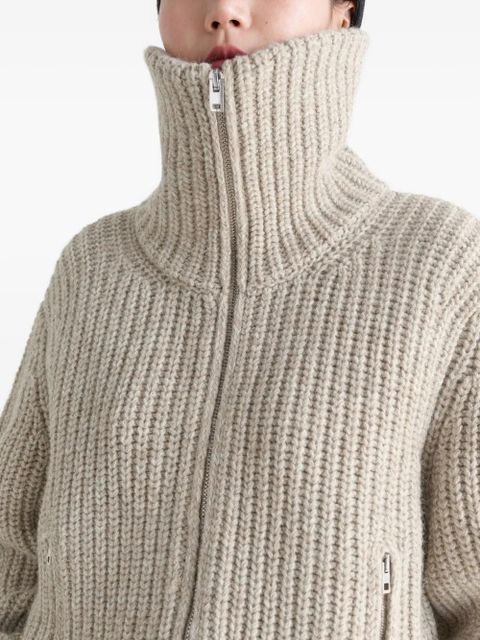 LEMAIRE ribbed high-neck zip cardigan - Neutrals