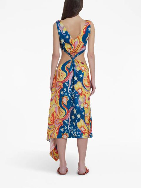 Marni star print midi dress - Blue