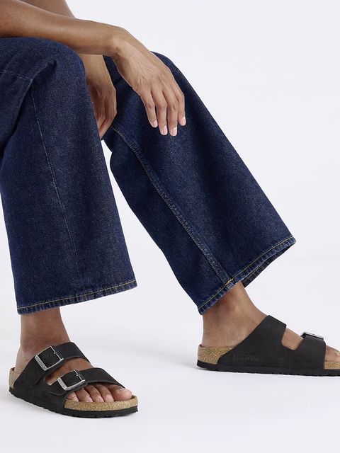 Birkenstock klapki nubukowe Arizona SFB kolor czarny 1019035