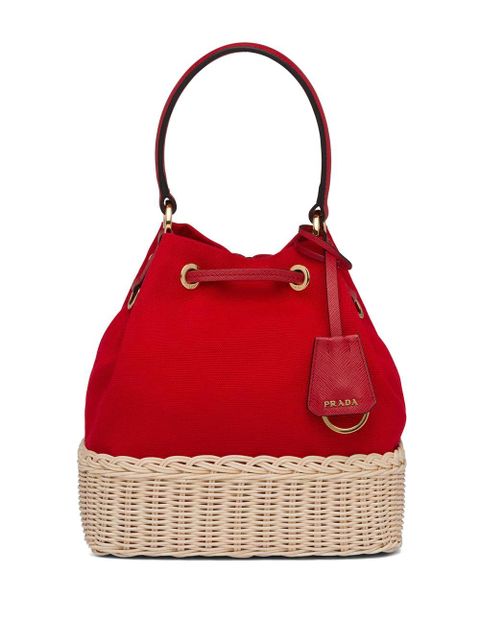 Prada wicker bucket bag - Red