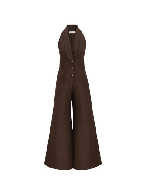 ZIMMERMANN halterneck wide-leg jumpsuit - Brown - zdjęcie produktu nr 1