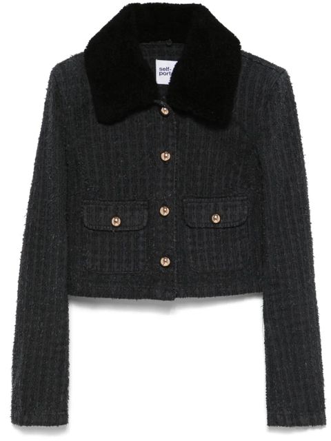 Self-Portrait textured denim jacket - Grey - zdjęcie produktu nr 1