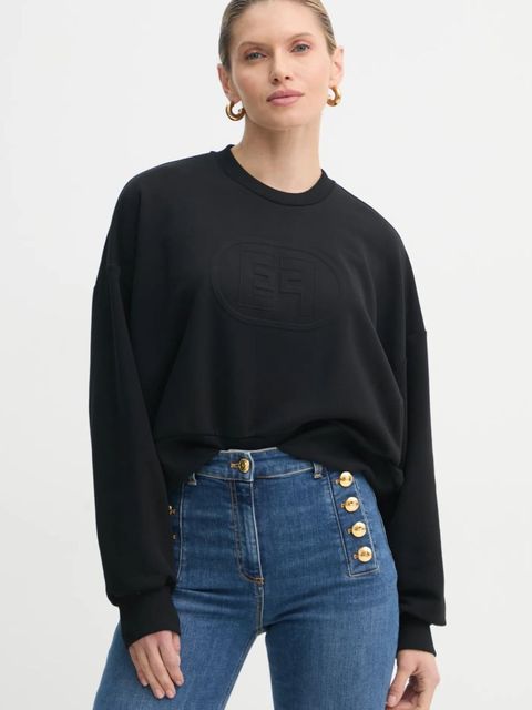 Elisabetta Franchi bluza damska kolor czarny z aplikacją MD00551E2