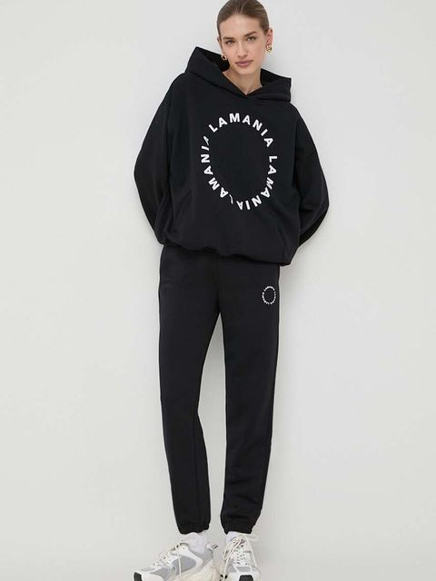 La Mania spodnie dresowe kolor czarny gładkie - zdjęcie produktu nr 2