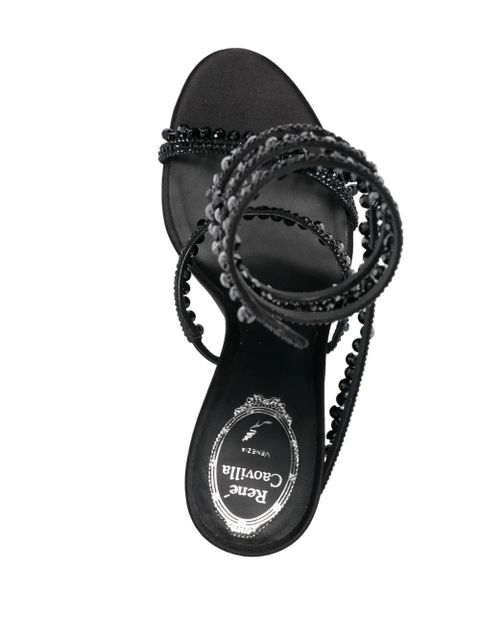 René Caovilla Chandelier crystal-embellished sandals - Black