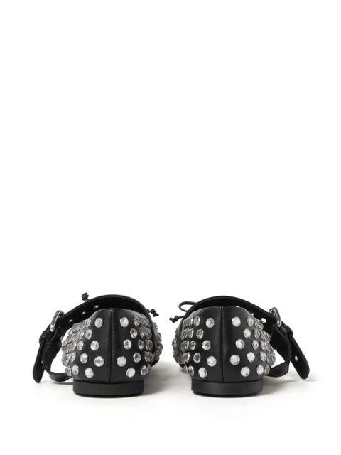Miu Miu studded leather ballerina shoes - Black