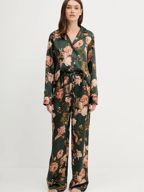 Lauren Ralph Lauren piżama damska kolor zielony satynowa ILN72461