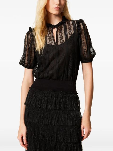 TWINSET striped lace blouse - Black - zdjęcie produktu nr 2