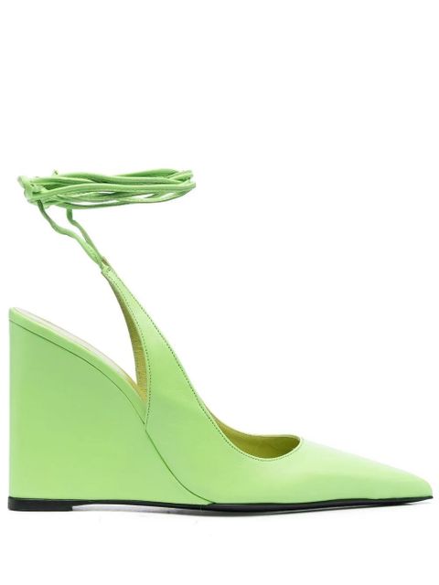 BY FAR Vaughn slingback wedge pumps - Green - zdjęcie produktu nr 1