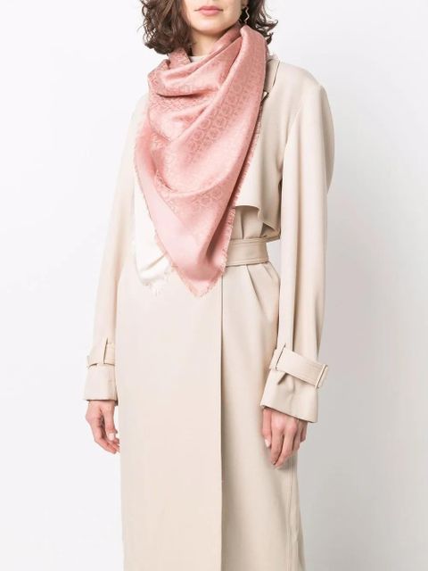 Ferragamo Gancini-jacquard wool-silk scarf - Pink
