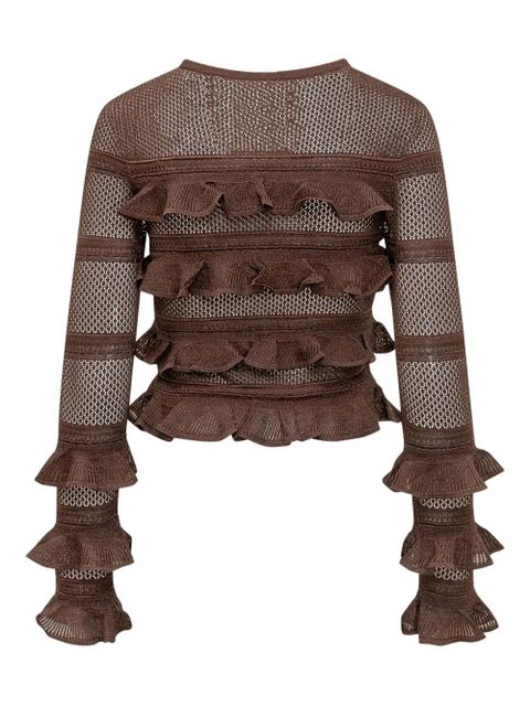 ZIMMERMANN panelled ruffled top - Brown