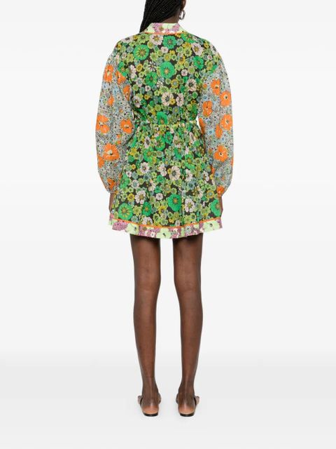 ALEMAIS mini floral print tie dress - Green