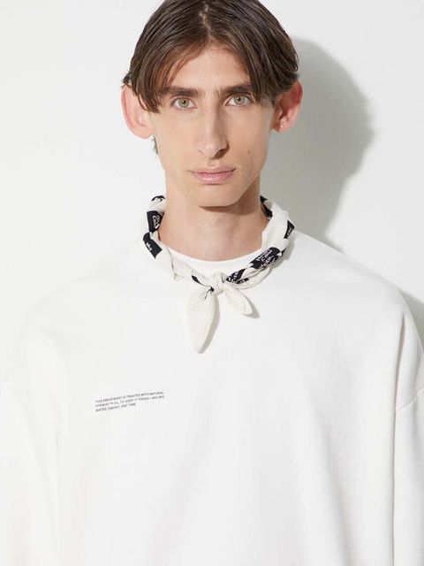 Pangaia bluza bawełniana kolor biały z nadrukiem