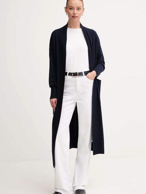 Barbour kardigan z dodatkiem wełny LUNA damski kolor granatowy lekki LKN1661