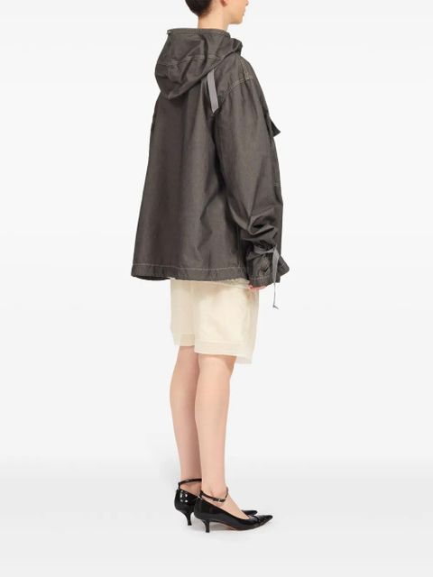 Maison Margiela hooded drawstring-waist denim jacket - Grey
