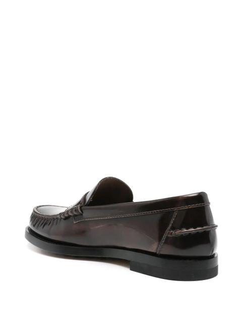Tod's brushed-leather loafers - Brown