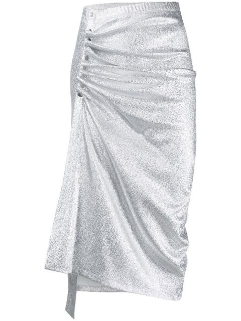 Rabanne ruched metallic midi skirt - Silver - zdjęcie produktu nr 1