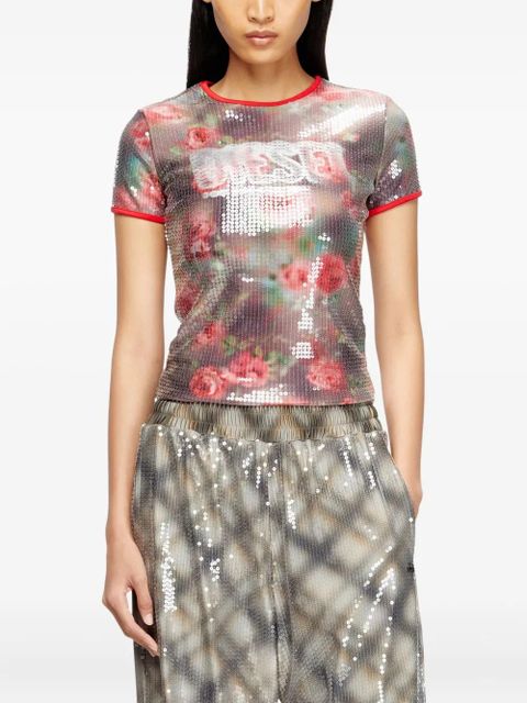 Diesel sequin floral T-UNKYEL t-shirt - Brown - zdjęcie produktu nr 2