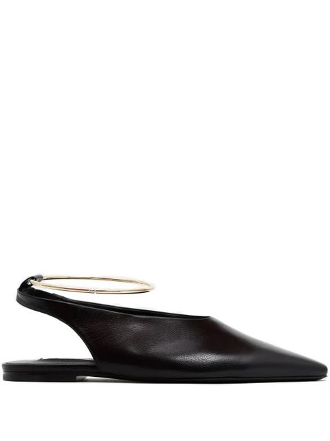 Jil Sander 35mm pointed-toe ring-detail ballet flats - Black - zdjęcie produktu nr 1