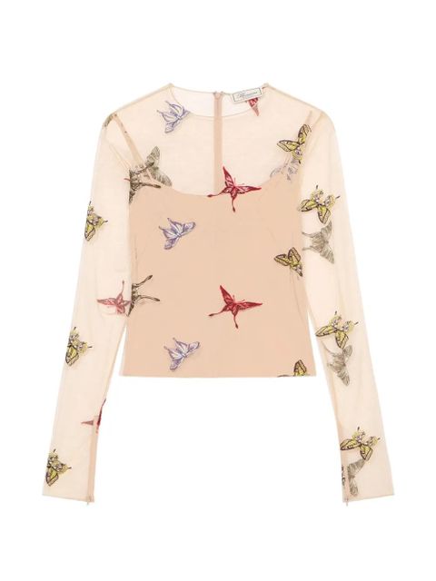Blumarine embroidered tulle blouse - Neutrals - zdjęcie produktu nr 1