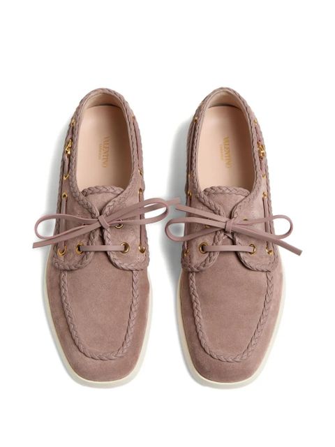 Valentino Garavani palm avenue crust nappa leather boat shoes - Pink