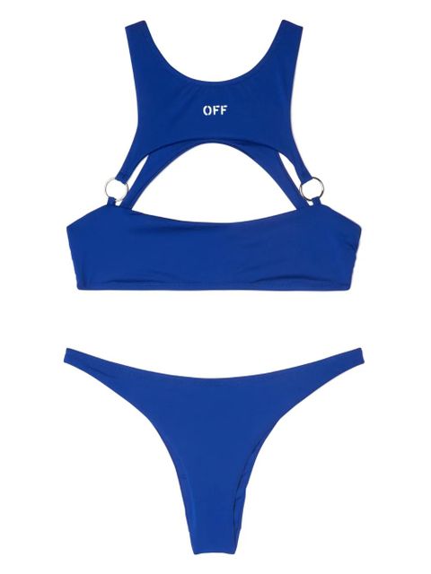 Off-White cut out logo-print bikini set - Blue - zdjęcie produktu nr 1
