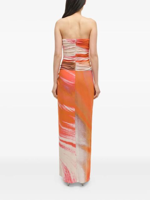 Simkhai marble-print strapless top - Orange