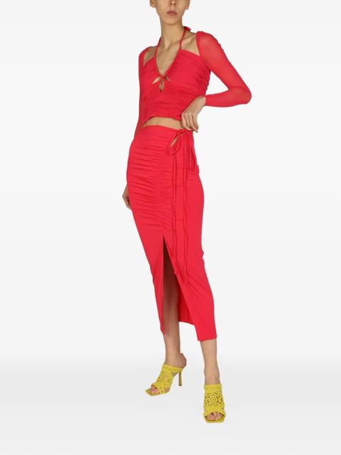 Self-Portrait Jersey skirt - Red - zdjęcie produktu nr 2