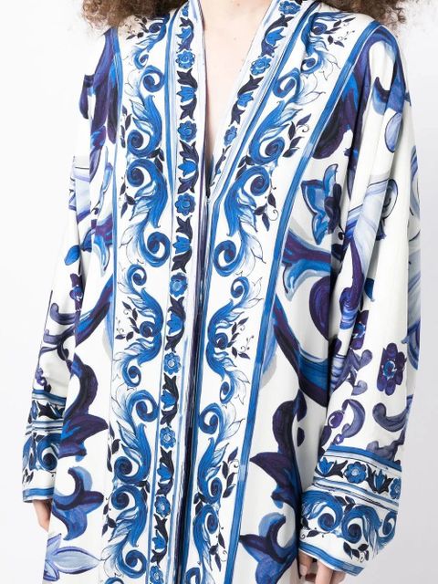 Dolce & Gabbana graphic-print silk maxi dress - Blue