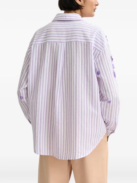 Essentiel Antwerp striped floral appliqué shirt - White