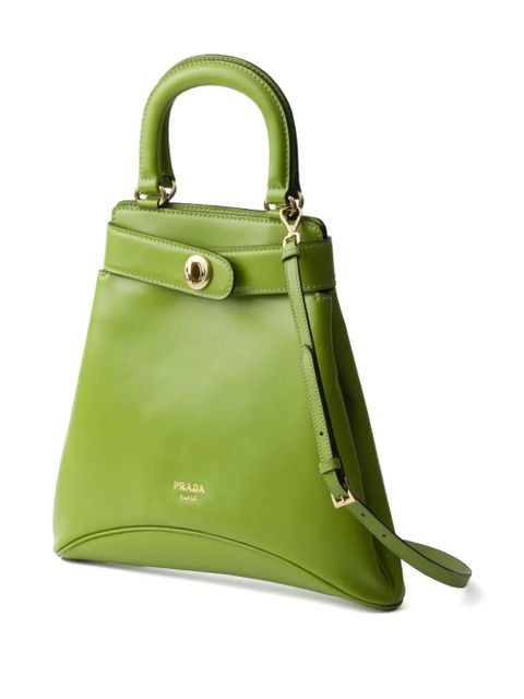 Prada logo-stamp leather tote bag - Green - zdjęcie produktu nr 2