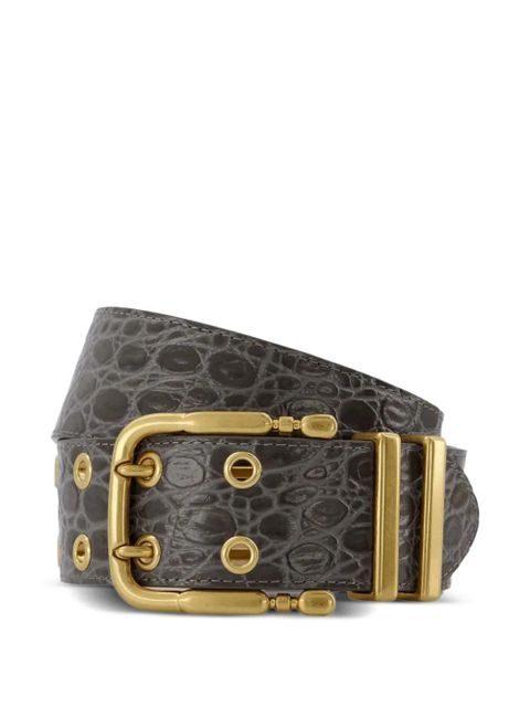 BY FAR Duo croc-embossed buckle belt - Grey - zdjęcie produktu nr 1